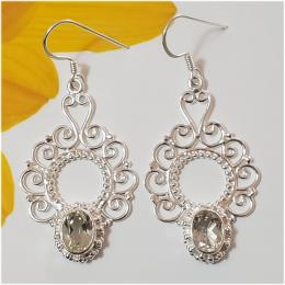 SAELS01041 Green Amethyst Earrings 925 Sterling Silver