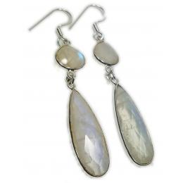 SAELS01050 Rainbow Moonstone Earrings 925 Sterling Silver