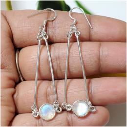 SAELS01051 Rainbow Moonstone Earrings 925 Sterling Silver