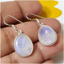 SAELS01053 Rainbow Moonstone Earrings 925 Sterling Silver