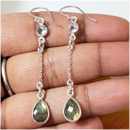 SAELS01056 Labradorite Earrings 925 Sterling Silver