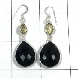 SAELS01062 Black Onyx Earrings 925 Sterling Silver