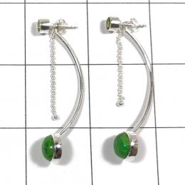 SAELS01074 Green Copper Turquoise Earrings 925 Sterling Silver