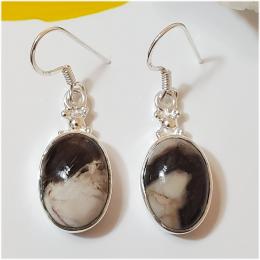 SAELS01076 Peanut Wood Jasper Earrings 925 Sterling Silver