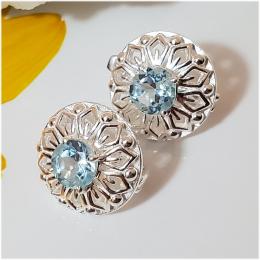 SAELS01085 Blue Topaz Earrings 925 Sterling Silver