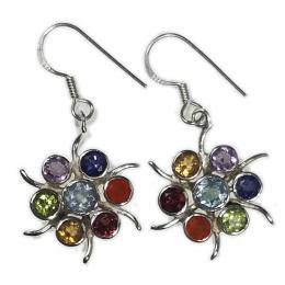 SAELS01087 Multi Stone Earrings 925 Sterling Silver