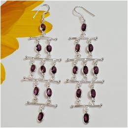 SAELS04001 Garnet Earrings 925 Sterling Silver