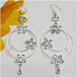 SAELS04011 Blue Topaz Earrings 925 Sterling Silver