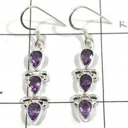 SAELS04028 Amethyst Earrings 925 Sterling Silver