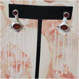 SAELS04031 Garnet Earrings 925 Sterling Silver