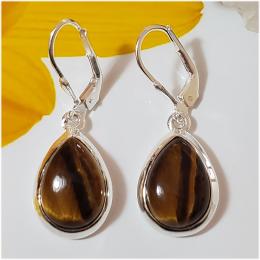 SAELS04035 Tigers Eye Earrings 925 Sterling Silver