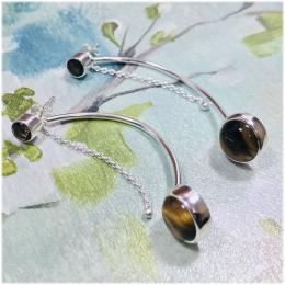 SAELS04037 Tigers Eye Earrings 925 Sterling Silver