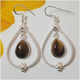 SAELS04038 Tigers Eye Earrings 925 Sterling Silver