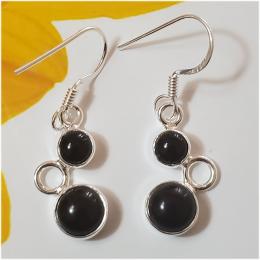 SAELS04045 Black Onyx Earrings 925 Sterling Silver