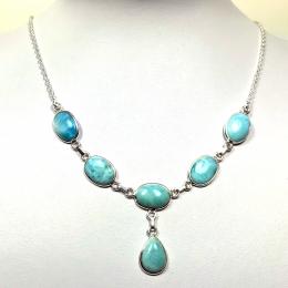 SANLS01007 Larimar Necklace 925 Sterling Silver