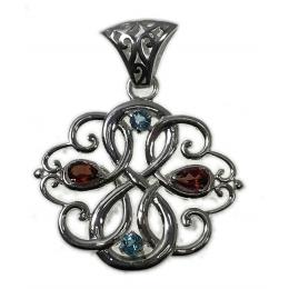 SAPLS01001 Multi Stone Pendant 925 Sterling Silver