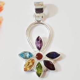 SAPLS01002 Multi Stone Pendant 925 Sterling Silver