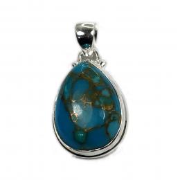 SAPLS01009 Blue Copper Turqouise Pendant 925 Sterling Silver