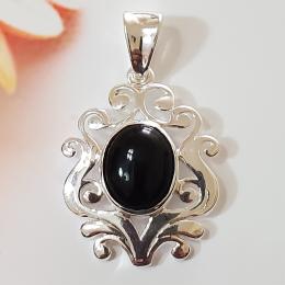 SAPLS01013 Black Onyx Pendant 925 Sterling Silver