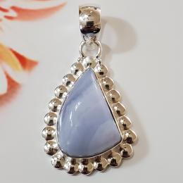 SAPLS01019 Blue Lace Agate Pendant 925 Sterling Silver