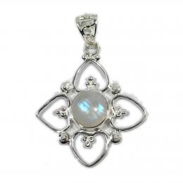 SAPLS01034 Rainbow Moonstone Pendant 925 Sterling Silver