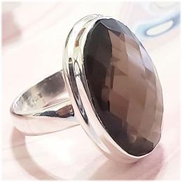 SARLS04003 Smoky Quartz Ring 925 Sterling Silver