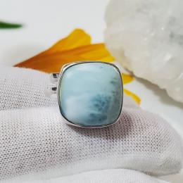 SARMK08012 Adjustable Classic Light Weight Bezel Larimar Ring 925 Sterling Silver