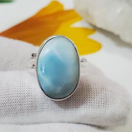 SARMK08014 Adjustable Bezel Larimar Ring 925 Sterling Silver Cab Gemstone Made