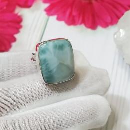 SARMK08031 Adjustable Natural Gemstone Designer Larimar Ring 925 Sterling Silver